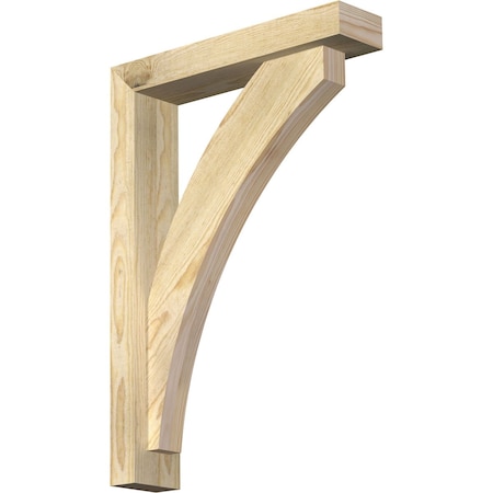 Ekena Millwork Thorton Block Rough Sawn Bracket w/ Offset Brace, Douglas Fir, 4"W x 18"D x 26"H BKT0402X18X26THR05RDF